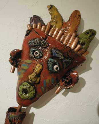 Bite Me — ceramic head wall sculpture