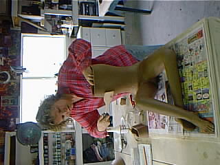 Morgan Britt at work in the studio sculpting a ceramic figure